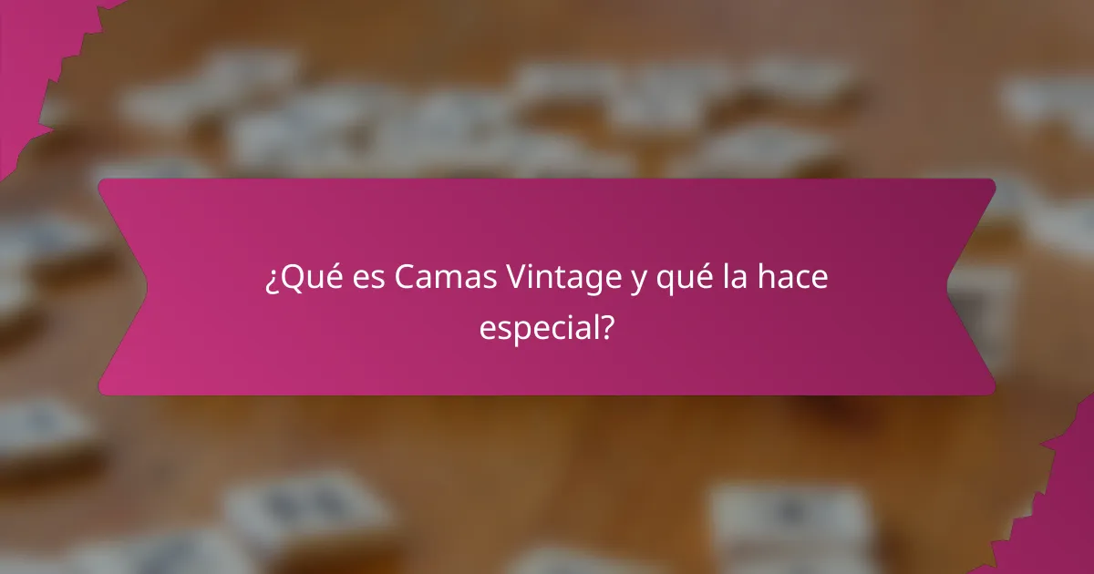 ¿Qué es Camas Vintage y qué la hace especial?